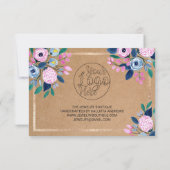 Pink Floral Gold Waterverf klant dank u Bedankkaart (Achterkant)