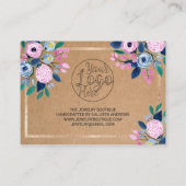 Pink Floral Gold Waterverf klant dank u Visitekaartje (Achterkant)