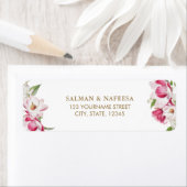 Pink Floral Gold Wedding Etiket (Insitu)