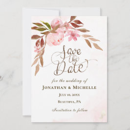 Pink Floral Golden Greenery Inspirerend Wedding Save The Date