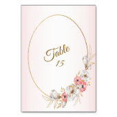 Pink Floral Golden Peach Modern Wedding Party Kaart (Achterkant)