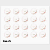 Pink Floral Golden Peach Modern Wedding Party Ronde Sticker (Vel)