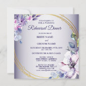 Pink Floral Golden Purple Wedding Rehearsal Dinner Kaart (Voorkant)