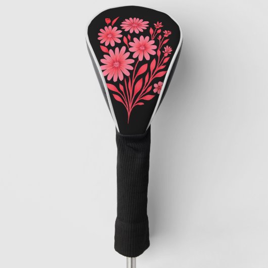 Pink Floral Golf Club Headcover  (Voorkant)