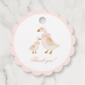 Pink Floral Goose Baby shower Bedankjes Labels (Achterkant)