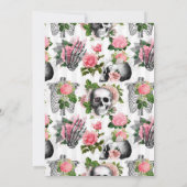 Pink Floral Gothic Skulls Bridesmaids Luncheon Kaart (Achterkant)
