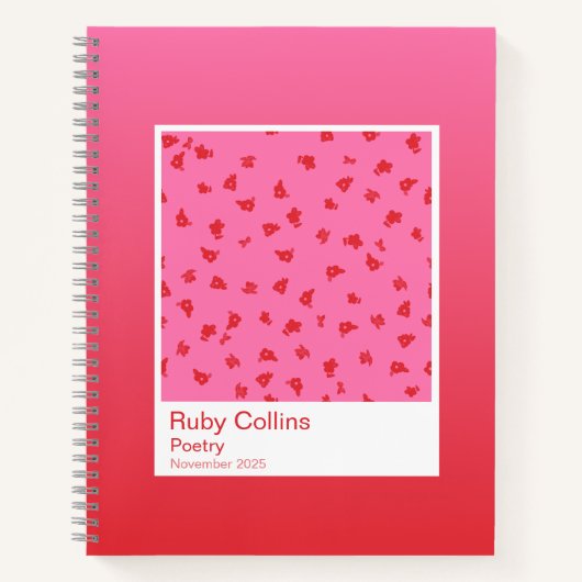 Pink Floral Gradient Spiral Notebook Notitieboek (Voorkant)