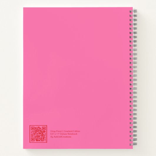 Pink Floral Gradient Spiral Notebook Notitieboek (Achterkant)