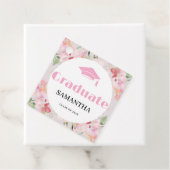 Pink Floral Graduation  Bedankjes Labels (In situ)