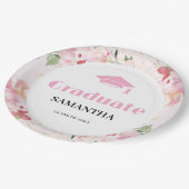 Pink Floral Graduation Papieren Bordje (Gekanteld)