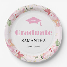 Pink Floral Graduation  Papieren Bordje