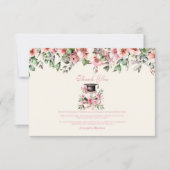 Pink Floral Graduation Party Bedankkaart (Voorkant)
