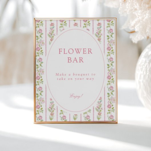 Pink Floral Grandmillennial Flower Bar Poster