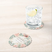 Pink Floral Green Foliage Gold Glitter Birthday Kartonnen Onderzetters (Insitu)