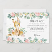 Pink Floral Greenery Cute Kangaroo Birthday Girl  Bedankkaart (Voorkant)