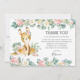 Pink Floral Greenery Cute Kangaroo Birthday Girl  Bedankkaart