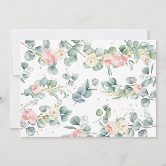 Pink Floral Greenery Cute Kangaroo Birthday Girl  Bedankkaart (Achterkant)