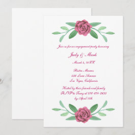 Pink Floral Greenery Foliage Engagement Party Kaart