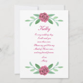Pink Floral Greenery Foliage Maid of Honor Kaart (Voorkant)