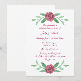 Pink Floral Greenery Foliage Rehearsal Dinner Kaart