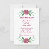 Pink Floral Greenery Foliage Save the Date Kaart (Voorkant)