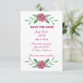 Pink Floral Greenery Foliage Save the Date Kaart (Staand voorkant)