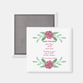 Pink Floral Greenery Foliage Save the Date Magneet (Voorkant / Achterkant)