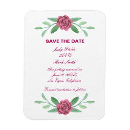 Pink Floral Greenery Foliage Save the Date Magneet
