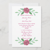 Pink Floral Greenery Foliage Wedding Invitation Kaart (Voorkant)