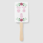 Pink Floral Greenery Foliage Wedding Programme Handwaaier (Achterkant)