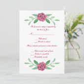 Pink Floral Greenery Foliage Wedding Response Kaar Kaart (Staand voorkant)