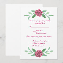 Pink Floral Greenery Foliage Wedding Response Kaar Kaart