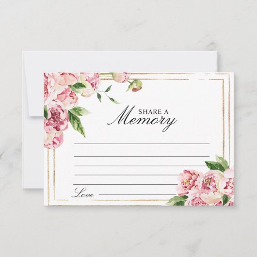 Pink Floral & Greenery Funeral Deel een Memory Kaa RSVP Kaartje (Voorkant)