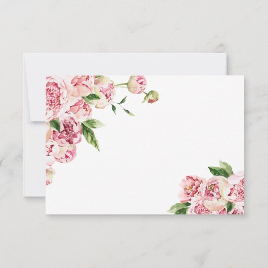 Pink Floral & Greenery Funeral Deel een Memory Kaa RSVP Kaartje (Achterkant)