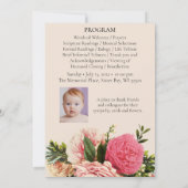 Pink Floral Greenery Funeral Memorial Programme Kaart (Achterkant)