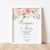 Pink floral greenery Mimosa bar Poster
