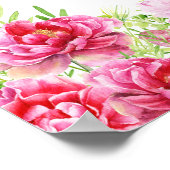 Pink Floral Greenery White Birthday Party Poster (Hoek)