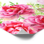 Pink Floral Greenery White Happy Birthday Poster (Hoek)