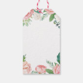 Pink Floral Greenery Wreath First Heilige Communie Cadeaulabel (Achterkant)