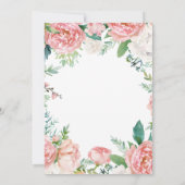 Pink Floral Greenery Wreath First Heilige Communie Kaart (Achterkant)