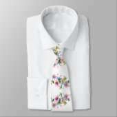 Pink Floral Groom Wedding Stropdas (Gebonden)