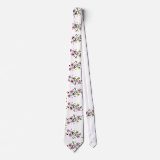 Pink Floral Groom Wedding Stropdas (Voorkant)