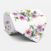 Pink Floral Groom Wedding Stropdas (Opgerold)