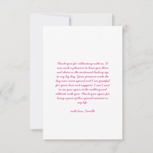 Pink Floral Hand getrokken grillig dank u Bedankkaart (Achterkant)