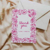 Pink Floral Hand getrokken grillig dank u Bedankkaart