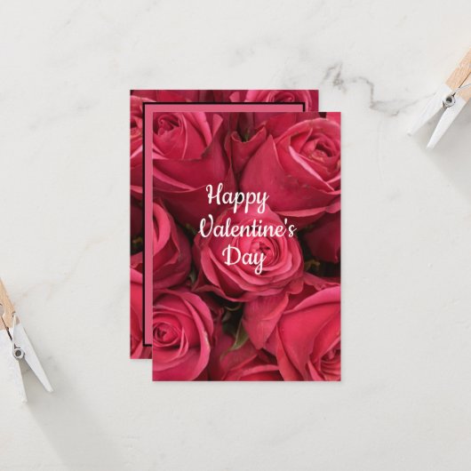 Pink Floral Happy Valentine's Day Kaart (Voorkant / Achterkant in situ)