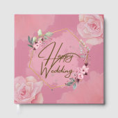Pink Floral Happy Wedding Gastboek Gastenboek (Voorkant)