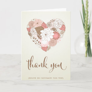 PINK  FLORAL HEART DANK JE KAART