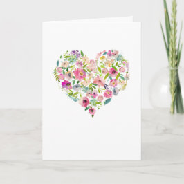 PInk Floral Heart Happy Valentines Day Kaart