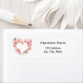Pink floral heart return address etiket (Insitu)